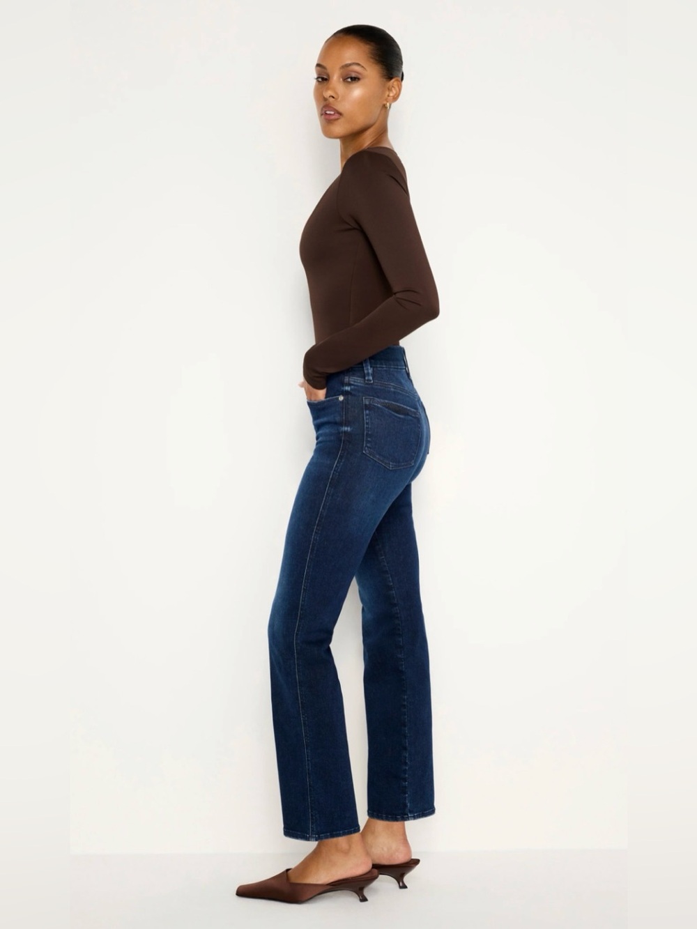 Good American Dark Wash Always Fits Good Curve Straight Jeans